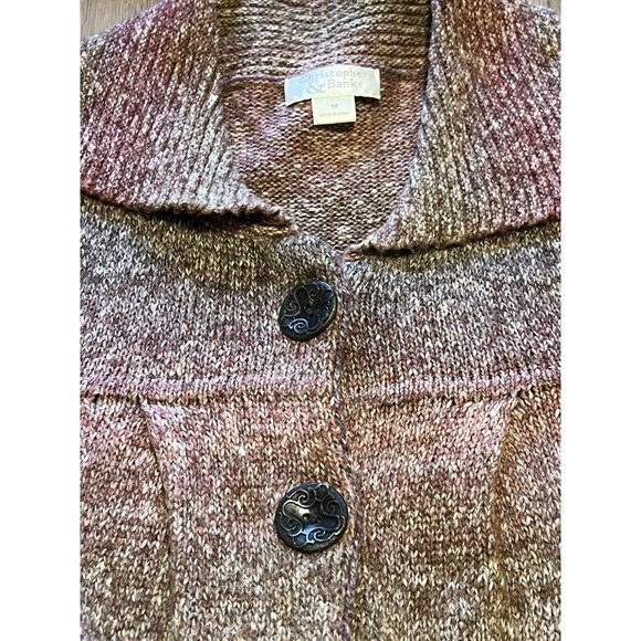 Christopher Banks Sweater Women Size Medium Big Button Cardigan - Picture 3 of 11